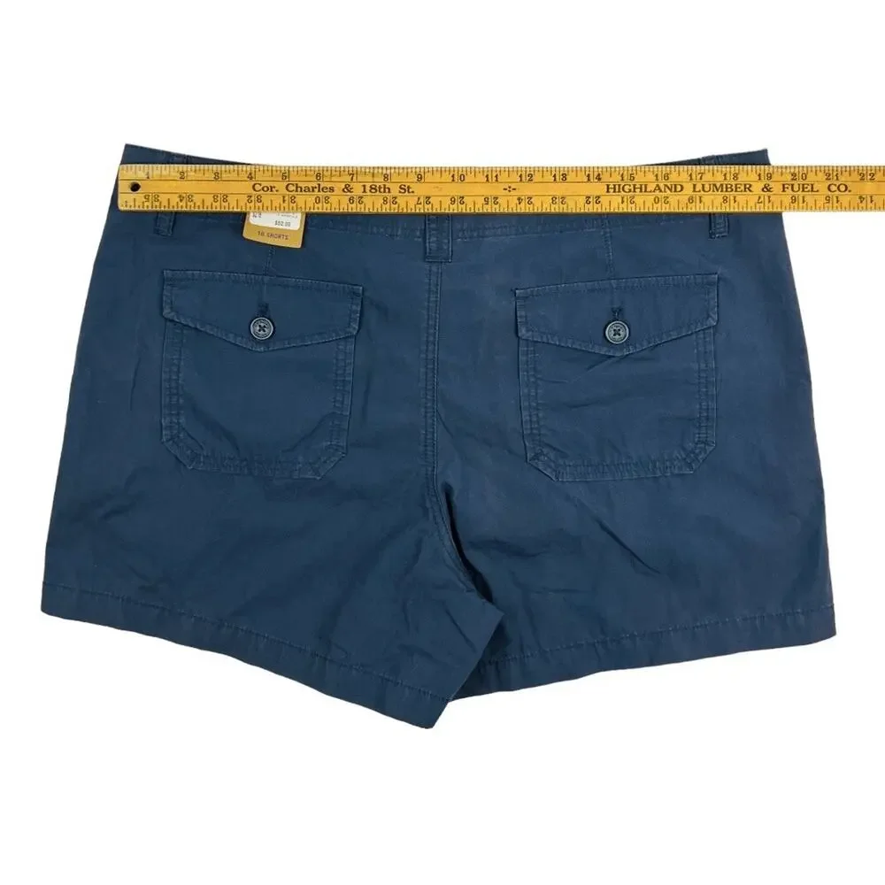 NEW Bass & Co. Shorts Womens 16 Blue Cargo Mid Rise Cotton 4" inseam - Picture 5 of 8